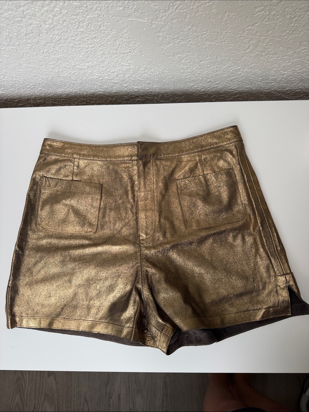 Metallic Gold Women’s Shorts - Sleek High-Shine Style